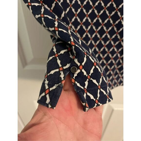 Rafaella Cute Navy & Orange Pull On Skirt. Geometric pattern. Size 6P - Picture 3 of 5